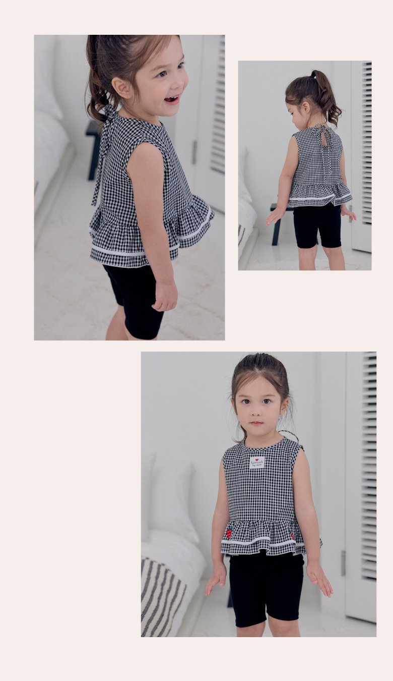 Kikimora - Korean Children Fashion - #fashionkids - Strawberry Check Sleeveless Top - 9