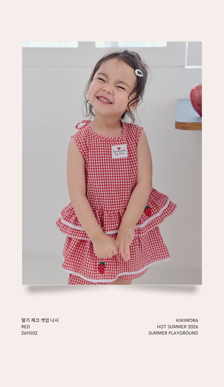 Kikimora - Korean Children Fashion - #kidsstore - Strawberry Check Sleeveless Top - 11