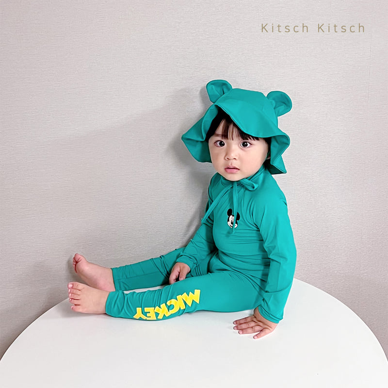 Kitsch Kitsch - Korean Baby Fashion - #babyootd - You & Me Rash Guard Suit (With Hat) - 7