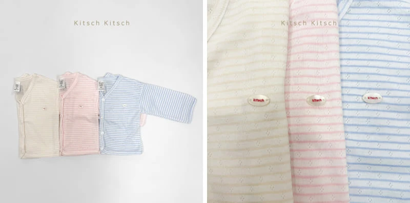 Kitsch Kitsch - Korean Baby Fashion - #babyoutfit - Sketch Eyelet Stripe Cardigan