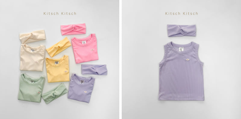Kitsch Kitsch - Korean Baby Fashion - #babywear - Colored Pencil Ribbed Sleeveless & Headband Set - 3