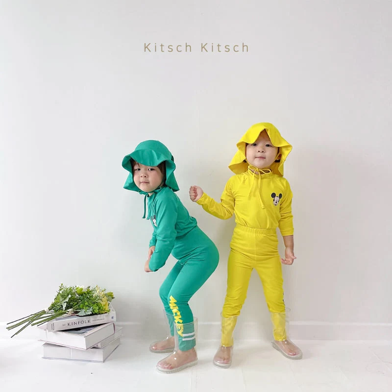 Kitsch Kitsch - Korean Children Fashion - #kidsshorts - You & Me Rash Guard Set (With Hat) - 3