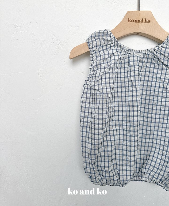 Ko And Ko - Korean Baby Fashion - #babyootd - Bubble Banding Top (Check) - 5