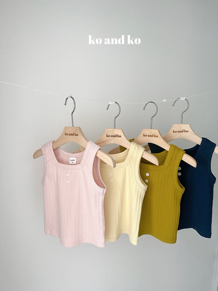 Ko And Ko - Korean Baby Fashion - #onlinebabyboutique - Button Ribbed Sleeveless Top