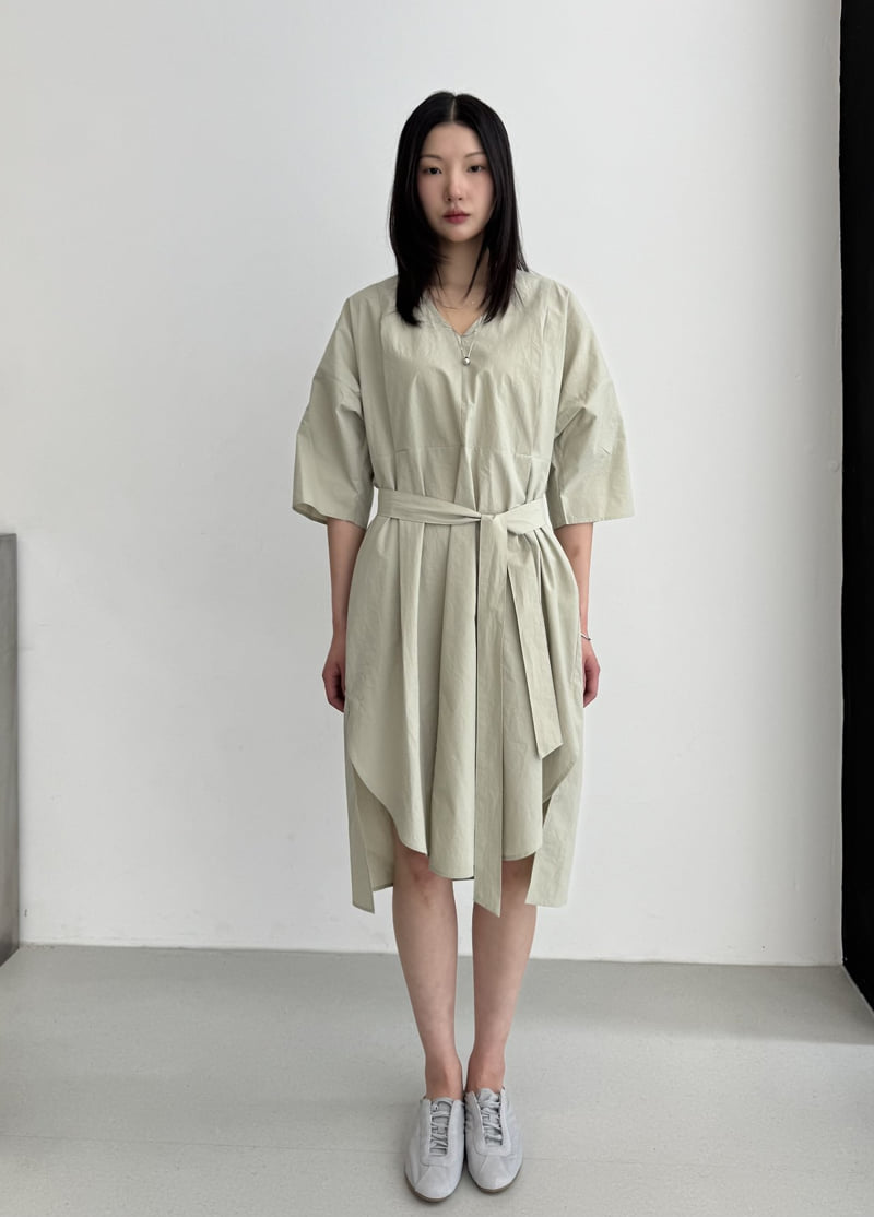 Le Etoile - Korean Women Fashion - #momslook - V-Neck One-piece