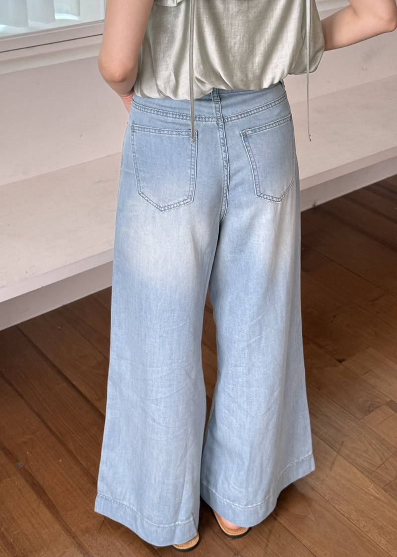 Le Etoile - Korean Women Fashion - #pursuepretty - Wide-Leg Denim Pants - 7