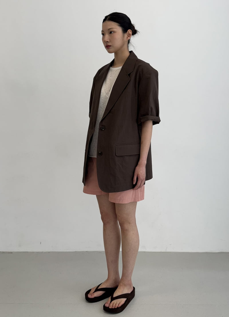 Le Etoile - Korean Women Fashion - #restrostyle - Basic Short-Sleeve Jacket - 2