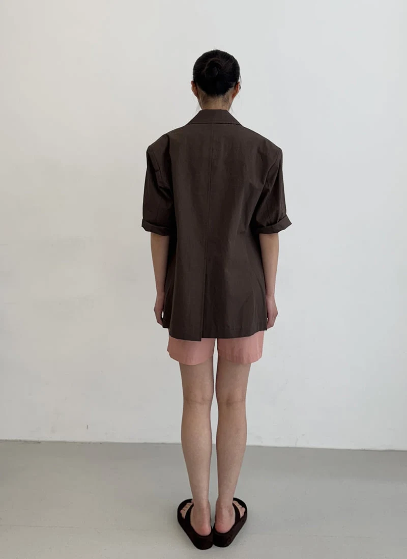 Le Etoile - Korean Women Fashion - #romanticstyle - Basic Short-Sleeve Jacket - 4