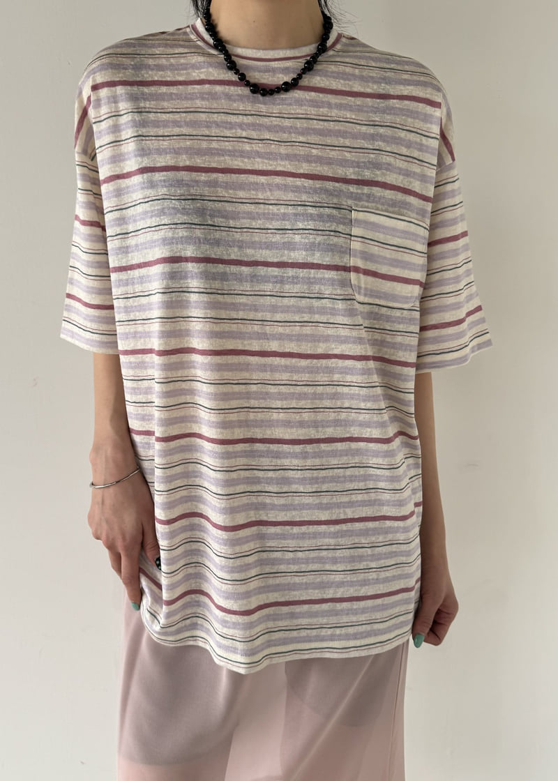 Le Etoile - Korean Women Fashion - #thelittlethings - Striped Boxy Pocket Tee - 2