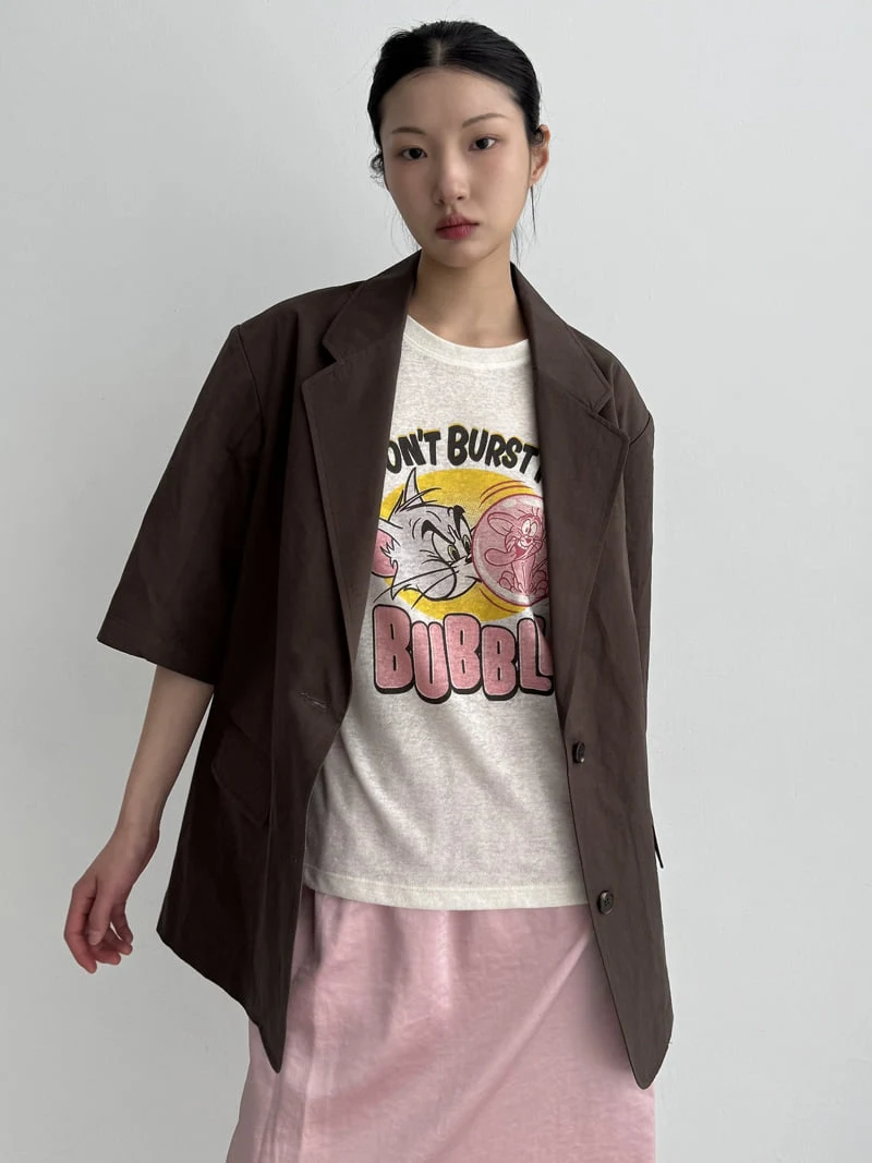 Le Etoile - Korean Women Fashion - #womensfashion - Basic Short-Sleeve Jacket - 12