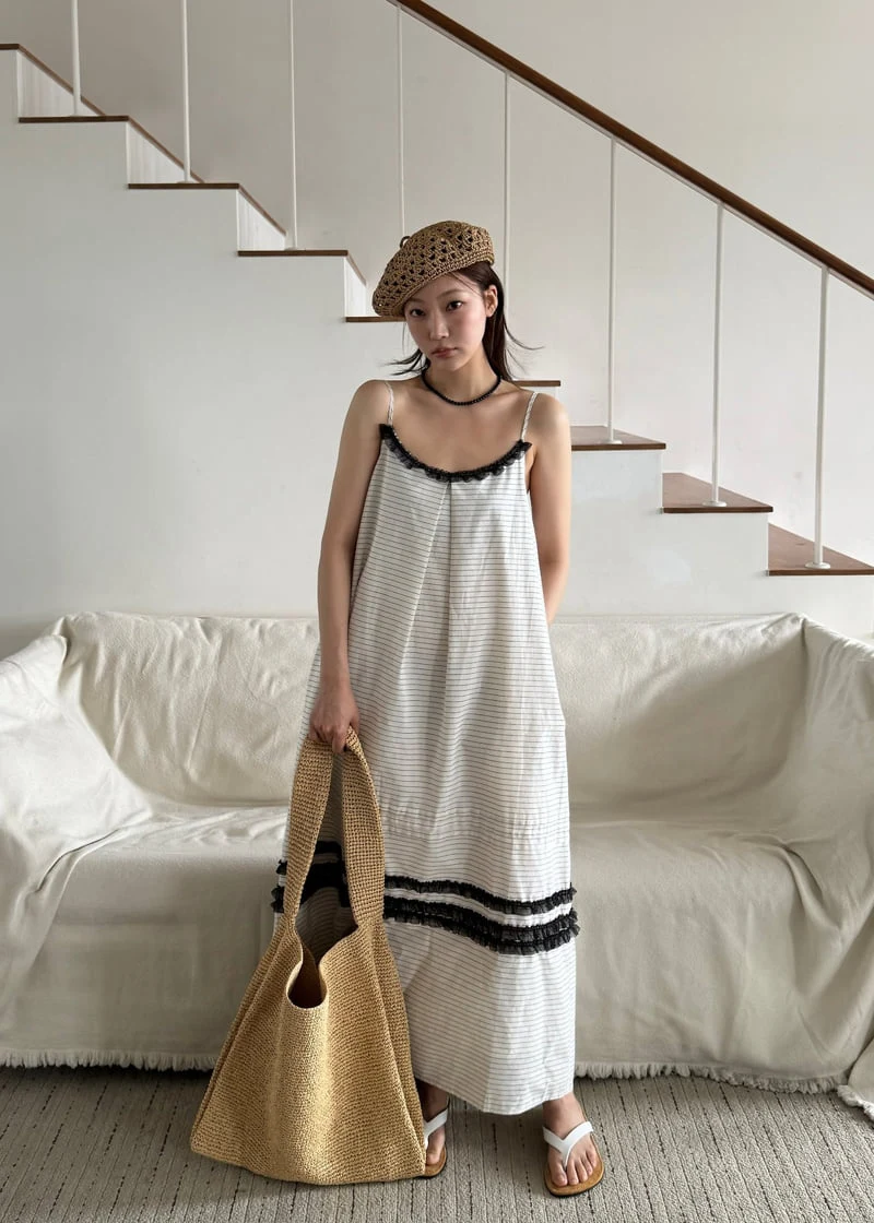 Le Etoile - Korean Women Fashion - #womensfashion - Striped Lace Dress