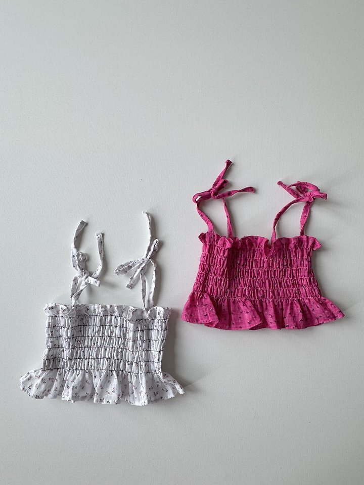 Le petitmot - Korean Children Fashion - #Kfashion4kids - Smocked Strap Sleeveless Top