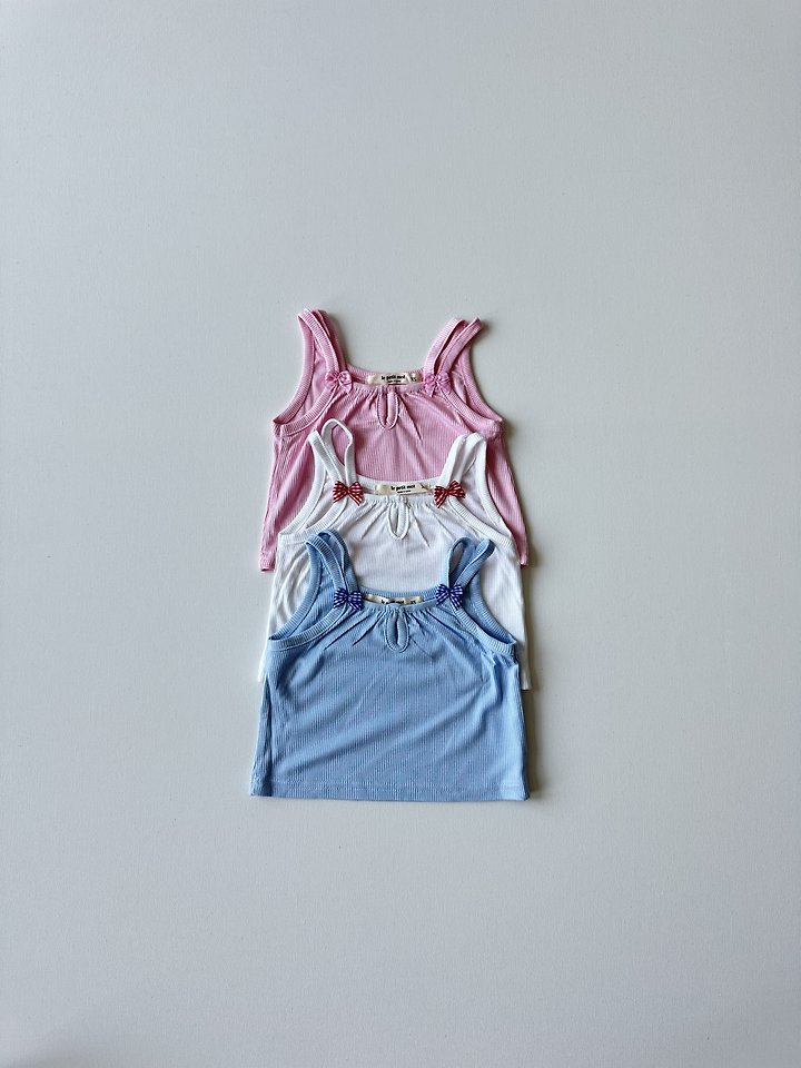 Le petitmot - Korean Children Fashion - #designkidswear - Ribbon Ribbed Sleeveless Top - 3
