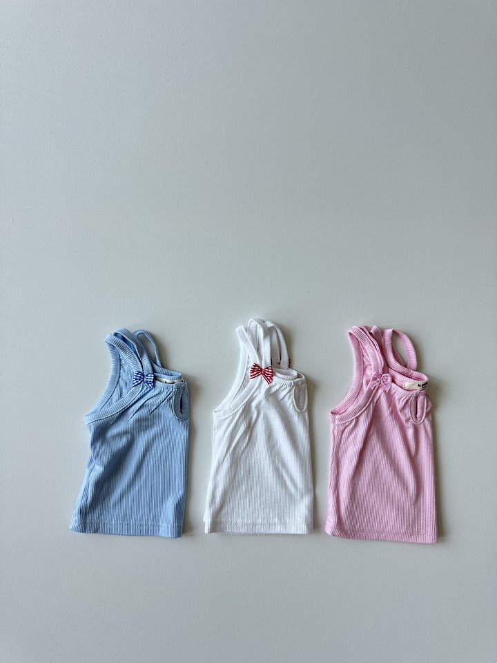 Le petitmot - Korean Children Fashion - #designkidswear - Ribbon Ribbed Sleeveless Top - 4