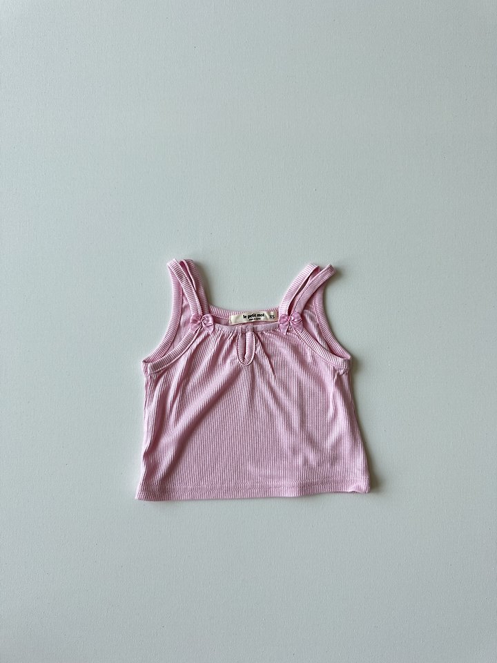 Le petitmot - Korean Children Fashion - #kidsshorts - Ribbon Ribbed Sleeveless Top - 6