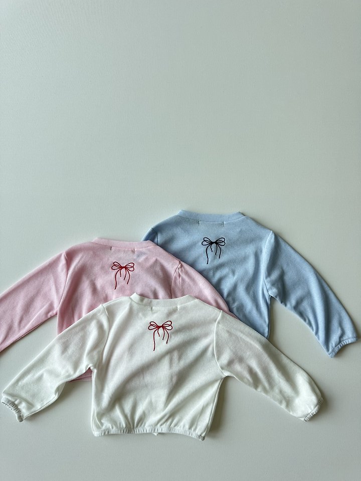 Le petitmot - Korean Children Fashion - #kidsshorts - Ribbon Embroidered Summer Cardigan - 2
