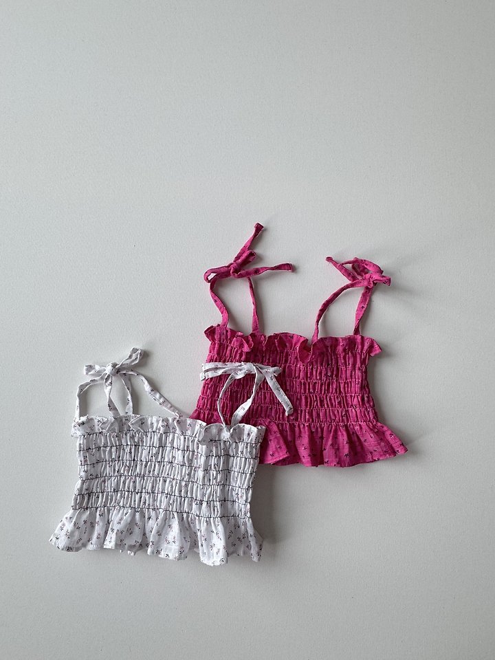 Le petitmot - Korean Children Fashion - #littlefashionista - Smocked Strap Sleeveless Top - 2