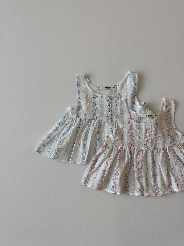 Le petitmot - Korean Children Fashion - #stylishchildhood - Flower Blouse Sleeveless Top - 2