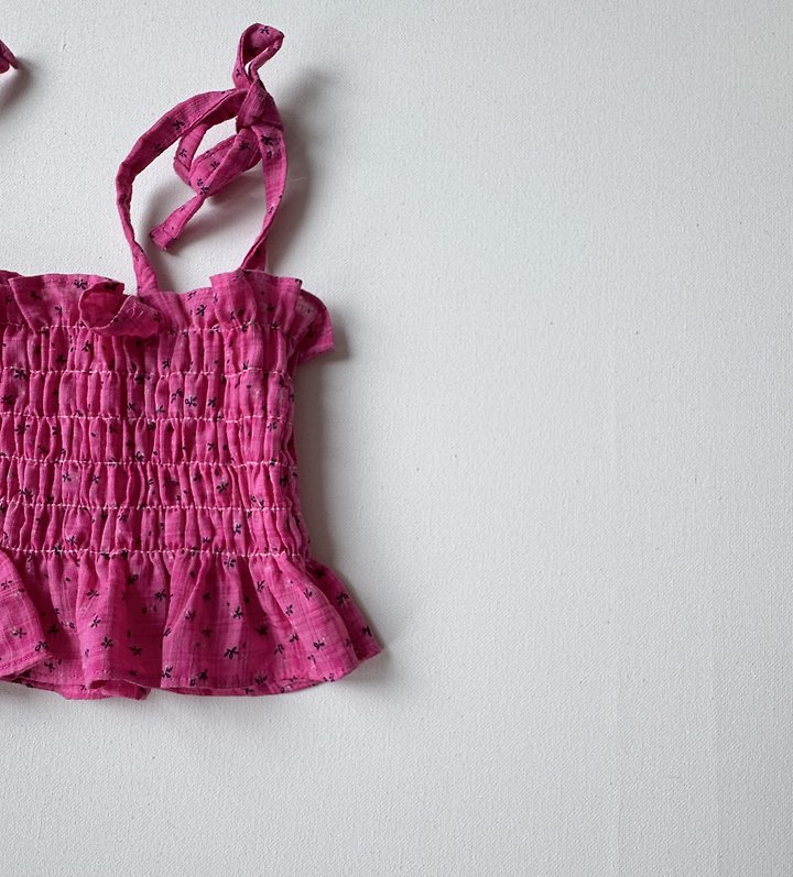 Le petitmot - Korean Children Fashion - #todddlerfashion - Smocked Strap Sleeveless Top - 6