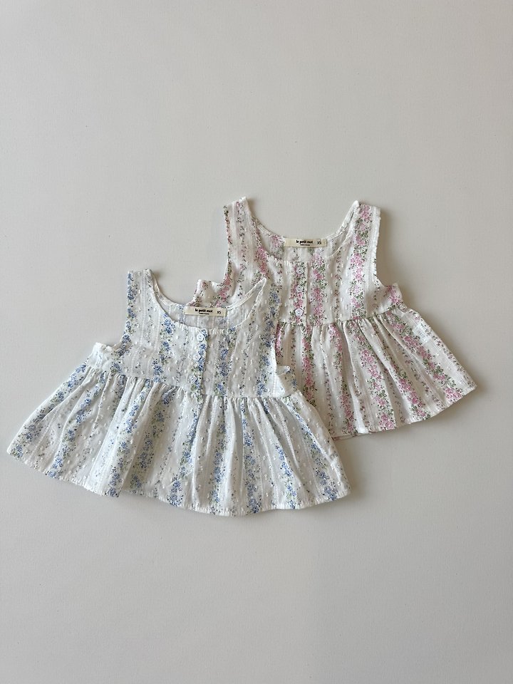 Le petitmot - Korean Children Fashion - #toddlerclothing - Flower Blouse Sleeveless Top