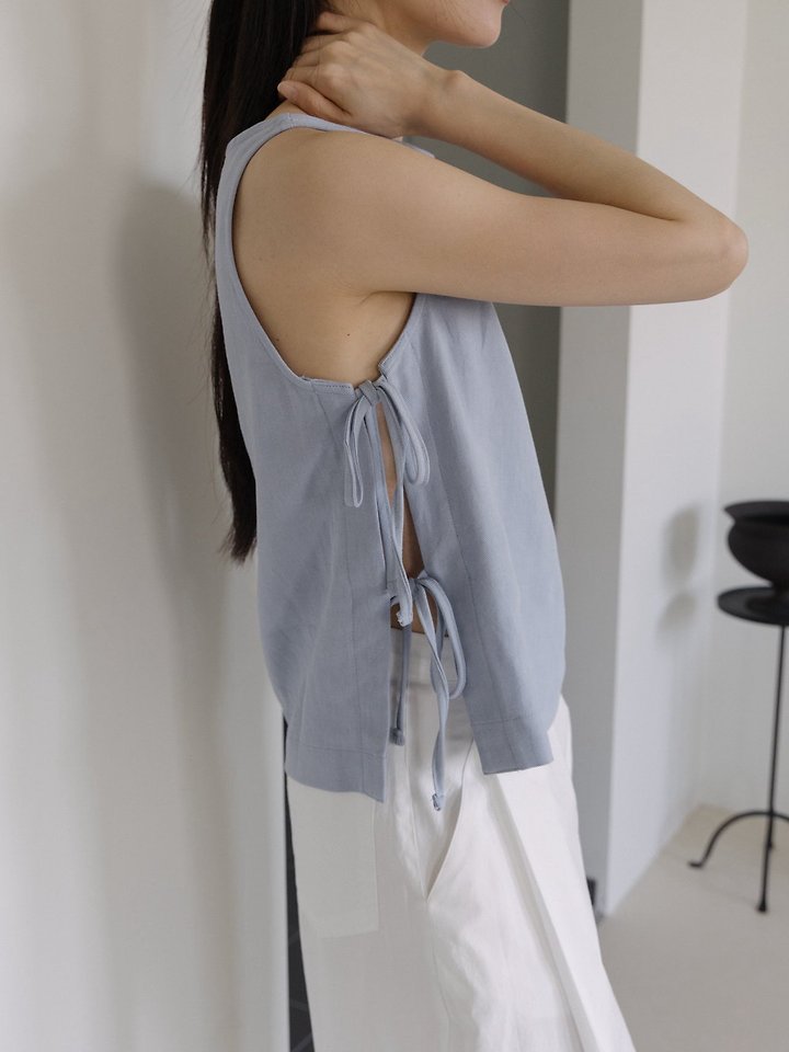 Lenoii - Korean Women Fashion - #momslook - Venice Linen Strap Blouse - 2
