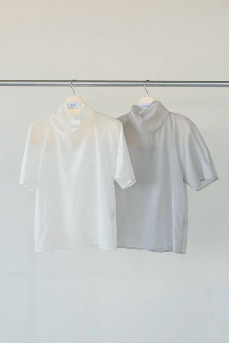 Lenoii - Korean Women Fashion - #momslook - Sheer Tie Blouse
