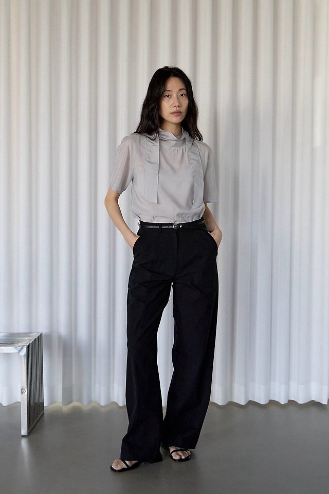 Lenoii - Korean Women Fashion - #momslook - Sheer Tie Blouse - 7