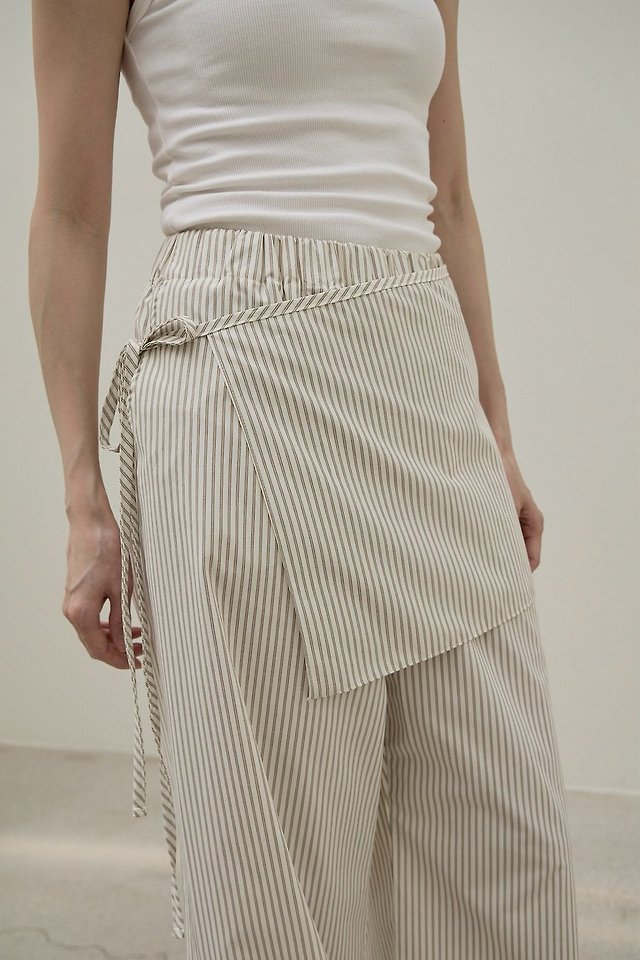 Lenoii - Korean Women Fashion - #momslook - Malta Wrap Stripe Banding Pants - 10