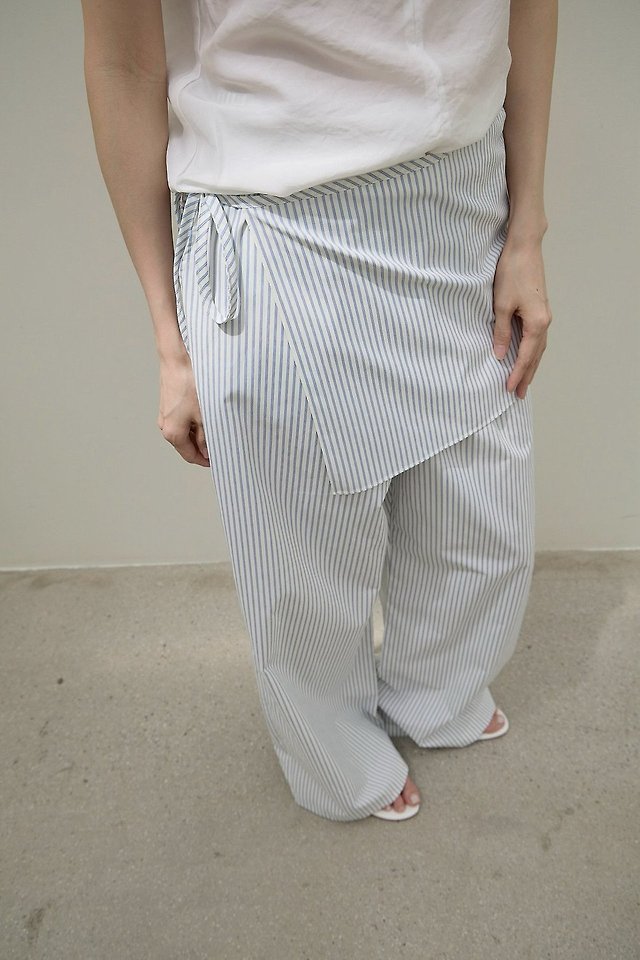 Lenoii - Korean Women Fashion - #momslook - Malta Wrap Stripe Banding Pants - 6