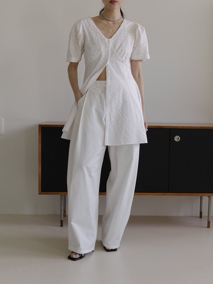 Lenoii - Korean Women Fashion - #womensfashion - Mono Tuck Cotton Pants - 4