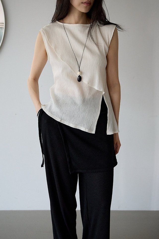 Lenoii - Korean Women Fashion - #momslook - Wave Pleated Blouse - 5