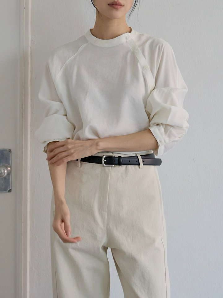 Lenoii - Korean Women Fashion - #momslook - Diagonal Button Satin Blouse - 2