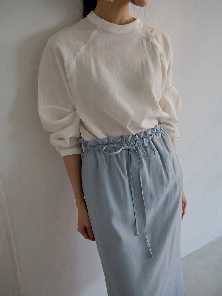 Lenoii - Korean Women Fashion - #momslook - Diagonal Button Satin Blouse - 3