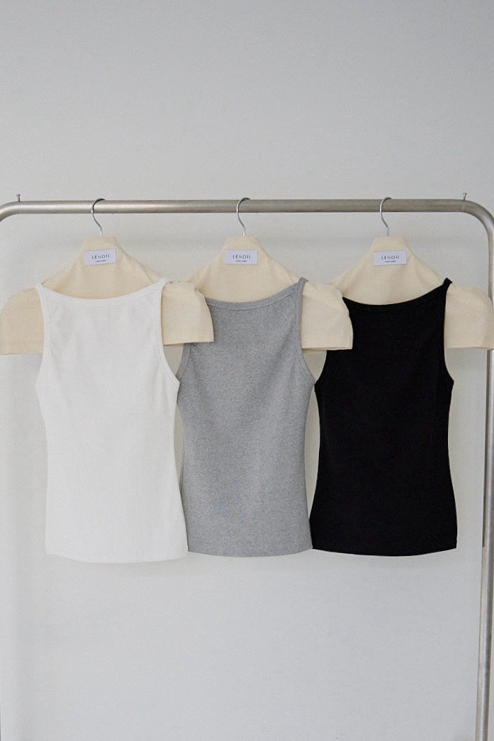 Lenoii - Korean Women Fashion - #momslook - Back-Off Ribbed Sleeveless Top