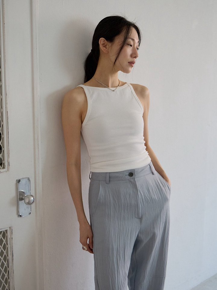 Lenoii - Korean Women Fashion - #momslook - Back-Off Ribbed Sleeveless Top - 2