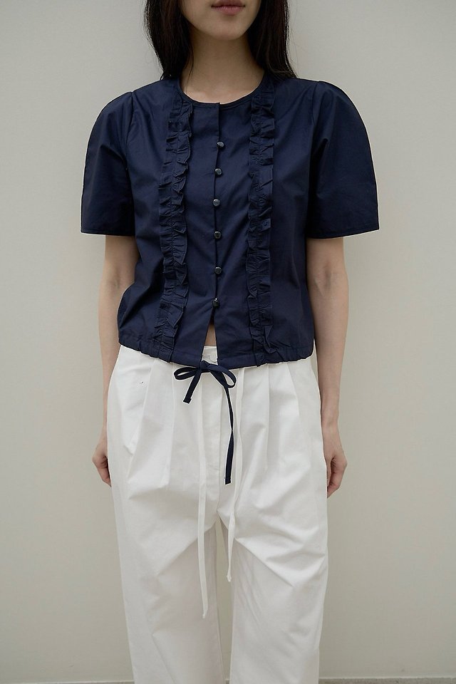 Lenoii - Korean Women Fashion - #momslook - Capri Frill Cotton Blouse - 9