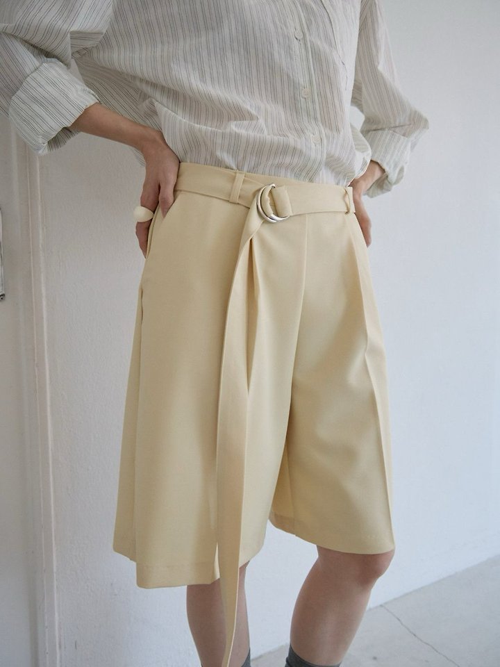 Lenoii - Korean Women Fashion - #momslook - Belted Bermuda Pants - 12