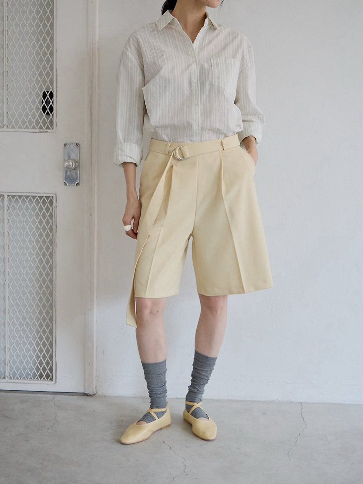 Lenoii - Korean Women Fashion - #momslook - Belted Bermuda Pants - 8