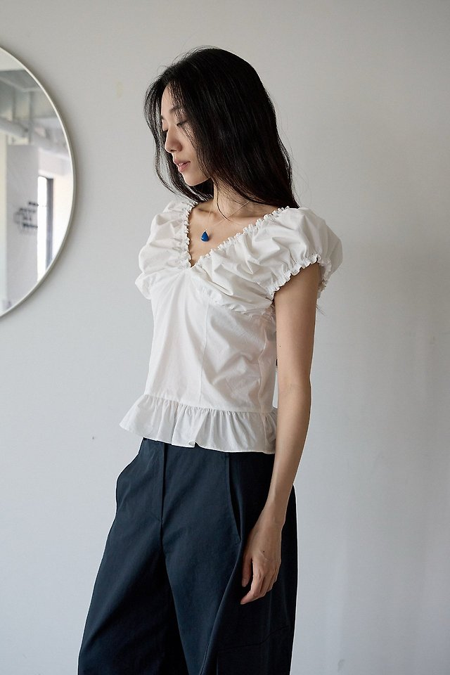 Lenoii - Korean Women Fashion - #momslook - Oat Shirring Cotton Blouse - 5