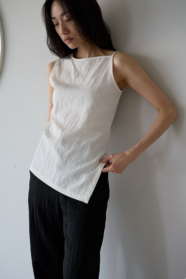 Lenoii - Korean Women Fashion - #momslook - Lime Asymmetrical Sleeveless Blouse - 3