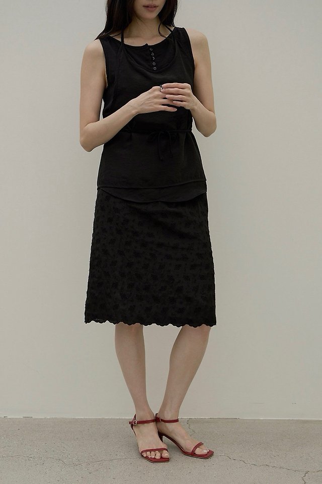 Lenoii - Korean Women Fashion - #momslook - Flora Embroidered Banding Skirt - 5