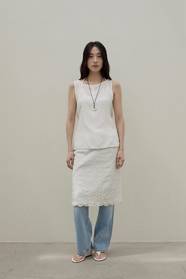 Lenoii - Korean Women Fashion - #momslook - Flora Embroidered Banding Skirt - 7