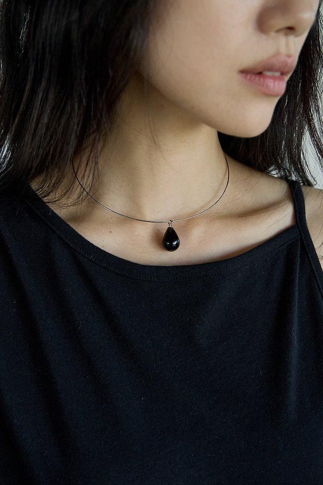 Lenoii - Korean Women Fashion - #momslook - Onyx Drop Bangle Necklace - 5