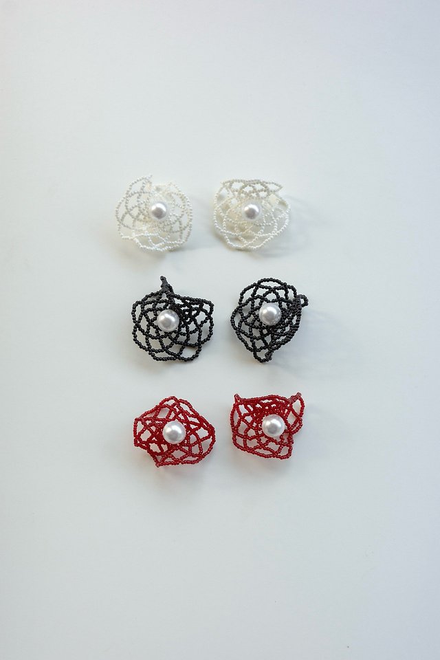 Lenoii - Korean Women Fashion - #momslook - Camellia Earrings - 3