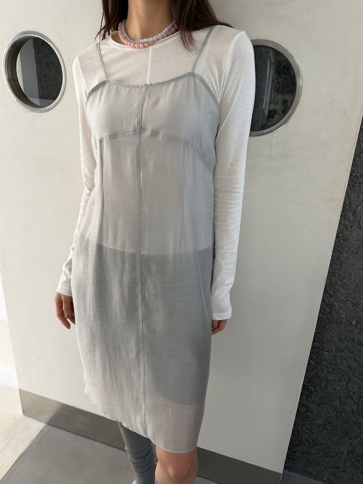 Lenoii - Korean Women Fashion - #momslook - Peach Sheer Layered One-piece - 12