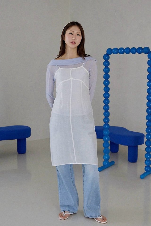 Lenoii - Korean Women Fashion - #momslook - Peach Sheer Layered One-piece - 2