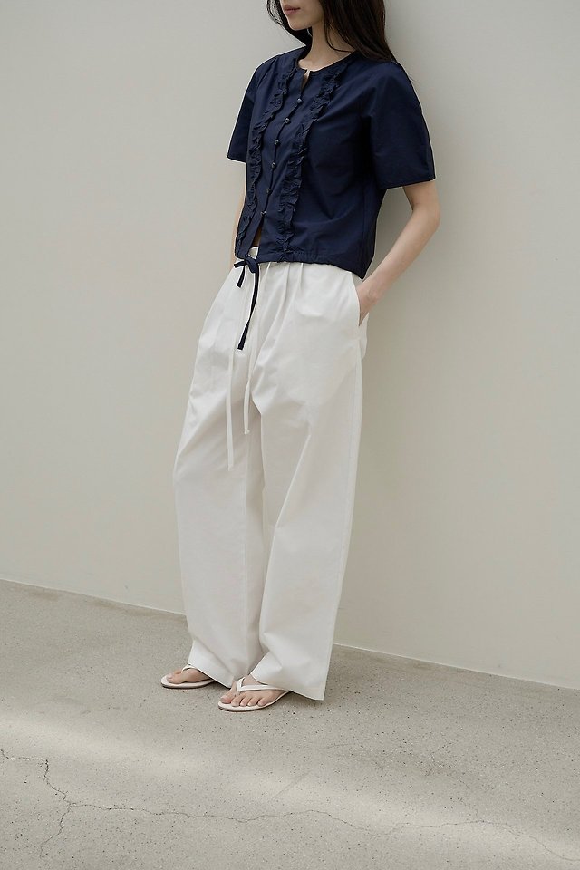 Lenoii - Korean Women Fashion - #momslook - Rookie Tuck Strap Cotton Pants - 5