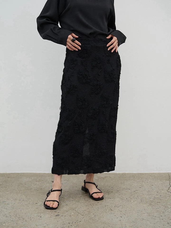 Lenoii - Korean Women Fashion - #momslook - Crochet Lace Maxi Long Skirt - 7