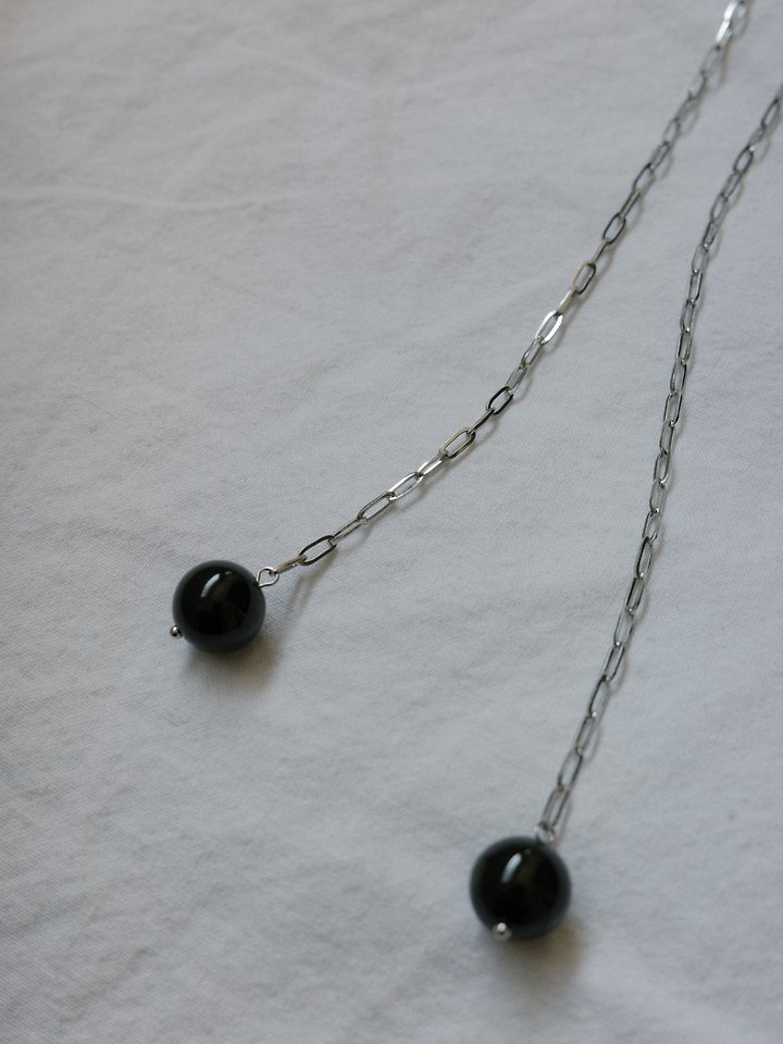 Lenoii - Korean Women Fashion - #momslook - Mondo Onyx Surgical Chain Necklace - 3