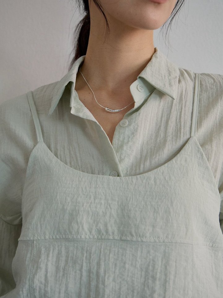 Lenoii - Korean Women Fashion - #momslook - Ample Shirt Sleeveless Set - 6